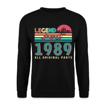 Geboren Im August 1989 - Unisex Pullover - Schwarz - Vorne - Alina (178cm) & Michal (187cm)