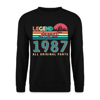 Baujahr 1987 Im August - Unisex Pullover - Schwarz - Vorne - Alina (178cm) & Michal (187cm)