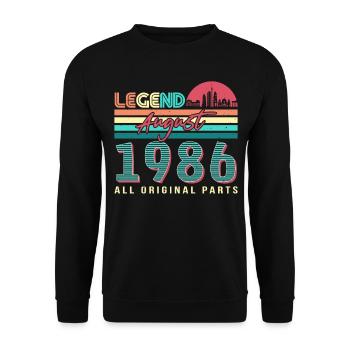Baujahr 1986 Im August - Unisex Pullover - Schwarz - Vorne - Alina (178cm) & Michal (187cm)