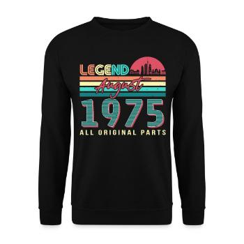 Vintage 1975 August - Unisex Pullover - Schwarz - Vorne - Alina (178cm) & Michal (187cm)