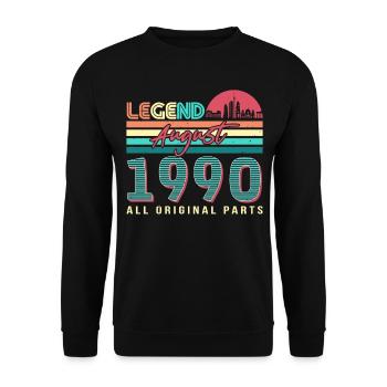 Geboren Im August 1990 - Unisex Pullover - Schwarz - Vorne - Alina (178cm) & Michal (187cm)