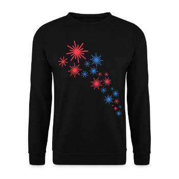 Sternenhimmel In Blau Und Rot - Unisex Pullover - Schwarz - Vorne - Alina (178cm) & Michal (187cm)