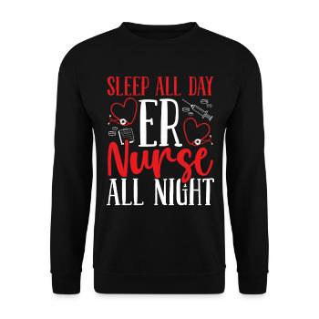 Night Shift Emergency Medical Nurse ER Technician - Unisex Sweatshirt - black - Front - Alina (178cm) & Michal (187cm)