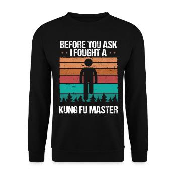 Leg Amputee Vintage Humor Sarcasm Amputated Leg - Unisex Sweatshirt - black - Front - Alina (178cm) & Michal (187cm)