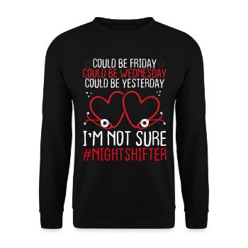Night Shift Emergency Medical Funny ER Nurse - Unisex Sweatshirt - black - Front - Alina (178cm) & Michal (187cm)