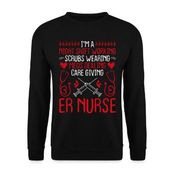 Urgence Médicale ER Tech Night Shift ER Infirmière - Sweat-shirt Unisexe - noir - Devant - Alina (178cm) & Michal (187cm)