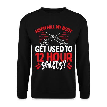 Emergency Medical Nurse 12 Hour Shifts Cardiac - Unisex Sweatshirt - black - Front - Alina (178cm) & Michal (187cm)