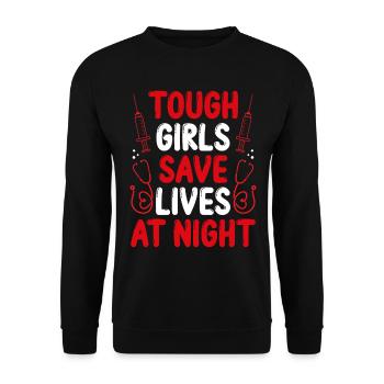 Night Shift Nurse save lives Emergency Medical - Unisex Sweatshirt - black - Front - Alina (178cm) & Michal (187cm)