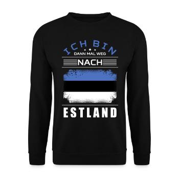 Ich Bin Dann Mal Weg Nach Estland Fahne Urlaub - Unisex Pullover - Schwarz - Vorne - Alina (178cm) & Michal (187cm)