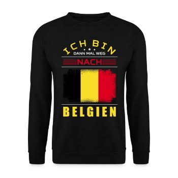 Ich Bin Dann Mal Weg Nach Belgien Fahne Urlaub - Unisex Pullover - Schwarz - Vorne - Alina (178cm) & Michal (187cm)