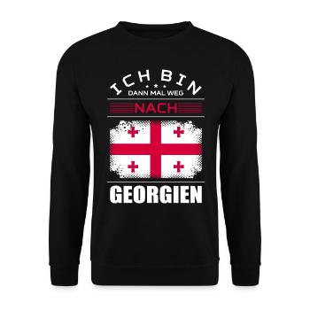 Ich Bin Dann Mal Weg Nach Georgien Fahne Urlaub - Unisex Pullover - Schwarz - Vorne - Alina (178cm) & Michal (187cm)