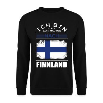 Ich Bin Dann Mal Weg Nach Finnland Fahne Urlaub - Unisex Pullover - Schwarz - Vorne - Alina (178cm) & Michal (187cm)