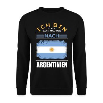 Ich Bin Dann Mal Weg Nach Argentinien Fahne Urlaub - Unisex Pullover - Schwarz - Vorne - Alina (178cm) & Michal (187cm)