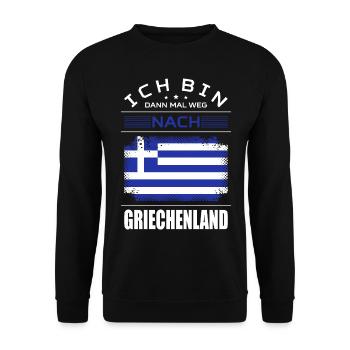 Bin Dann Mal Weg Nach Griechenland Fahne Urlaub - Unisex Pullover - Schwarz - Vorne - Alina (178cm) & Michal (187cm)