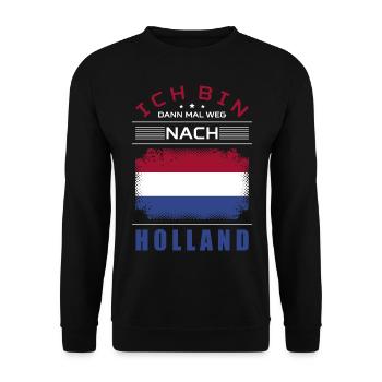 Ich Bin Dann Mal Weg Nach Holland Fahne Urlaub - Unisex Pullover - Schwarz - Vorne - Alina (178cm) & Michal (187cm)