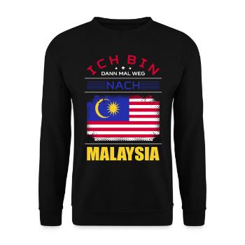 Ich Bin Dann Mal Weg Nach Malaysia Fahne Urlaub - Unisex Pullover - Schwarz - Vorne - Alina (178cm) & Michal (187cm)