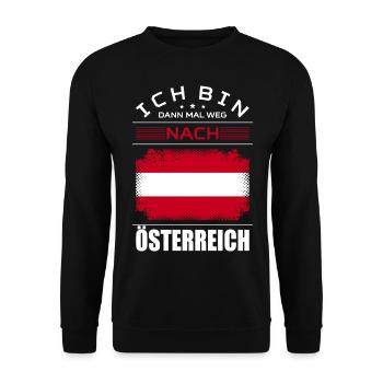 Ich Bin Dann Mal Weg Nach Österreich Fahne Urlaub - Unisex Pullover - Schwarz - Vorne - Alina (178cm) & Michal (187cm)