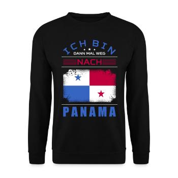 Ich Bin Dann Mal Weg Nach Panama Fahne Urlaub - Unisex Pullover - Schwarz - Vorne - Alina (178cm) & Michal (187cm)