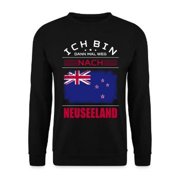 Ich Bin Dann Mal Weg Nach Neuseeland Fahne Urlaub - Unisex Pullover - Schwarz - Vorne - Alina (178cm) & Michal (187cm)