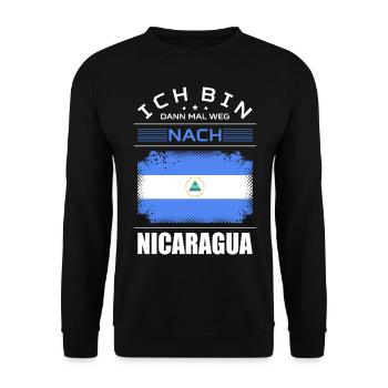 Ich Bin Dann Mal Weg Nach Nicaragua Fahne Urlaub - Unisex Pullover - Schwarz - Vorne - Alina (178cm) & Michal (187cm)