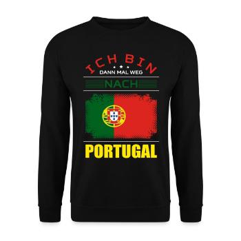 Ich Bin Dann Mal Weg Nach Portugal Fahne Urlaub - Unisex Pullover - Schwarz - Vorne - Alina (178cm) & Michal (187cm)