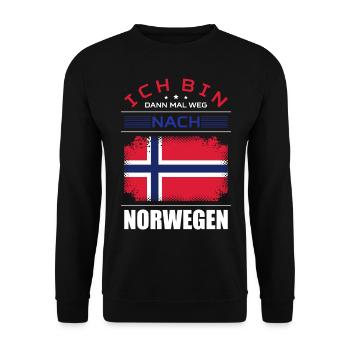 Ich Bin Dann Mal Weg Nach Norwegen Fahne Urlaub - Unisex Pullover - Schwarz - Vorne - Alina (178cm) & Michal (187cm)