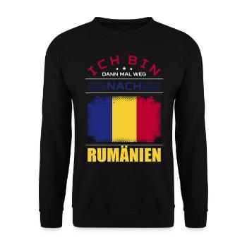 Ich Bin Dann Mal Weg Nach Rumänien Fahne Urlaub - Unisex Pullover - Schwarz - Vorne - Alina (178cm) & Michal (187cm)