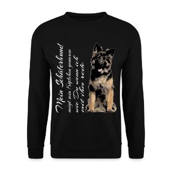 Deutscher Schäferhund neigt Köpfchen - Unisex Pullover - Schwarz - Vorne - Alina (178cm) & Michal (187cm)
