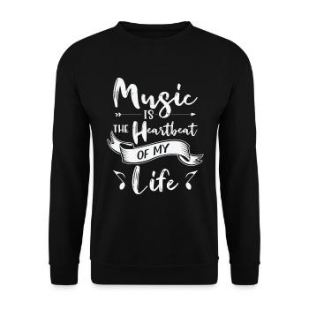 Musik Herzklopfen Musikliebhaber Leben Lieder - Unisex Pullover - Schwarz - Vorne - Alina (178cm) & Michal (187cm)
