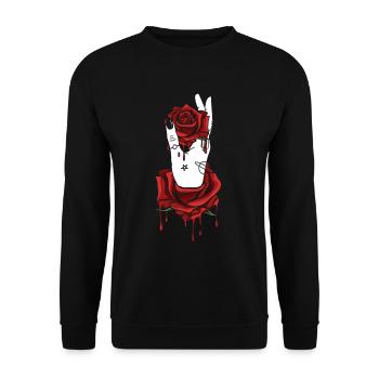Aesthetic Dark Pattern Hand Bleeding Holding Rose - Unisex Sweatshirt - black - Front - Alina (178cm) & Michal (187cm)