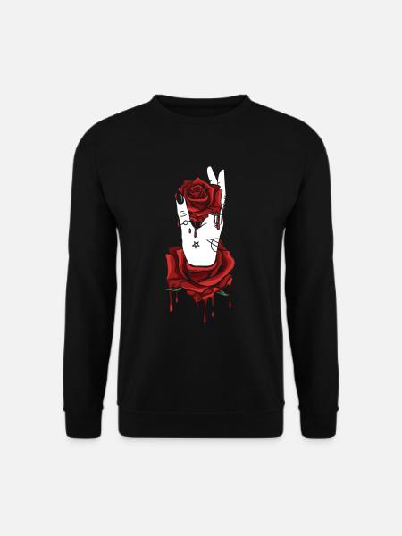 Esthétique Dark Pattern Main Saignement Tenant Rose - Sweat-shirt Unisexe - noir