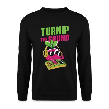 Music Turnip Party Music Lover Vegetable - Unisex Sweatshirt - black - Front - Alina (178cm) & Michal (187cm)