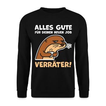 Abschied Abschiedsgeschenk Jobwechsel - Unisex Pullover - Schwarz - Vorne - Alina (178cm) & Michal (187cm)