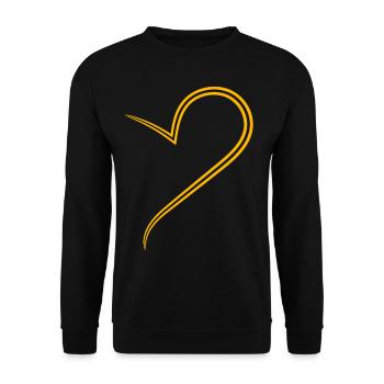 Simpeles Halbes Gelbes Herz - Unisex Pullover - Schwarz - Vorne - Alina (178cm) & Michal (187cm)