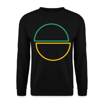 Halbe Kreise Grün Und Gelbes Design - Unisex Pullover - Schwarz - Vorne - Alina (178cm) & Michal (187cm)