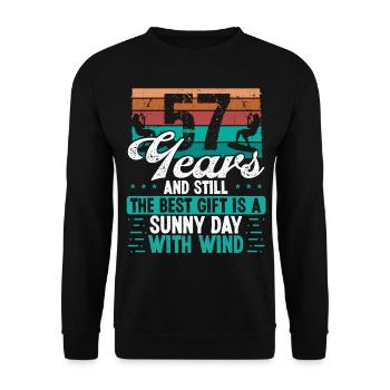 57 Year Old Kitesurfer Kiteboarding 57 Birthday - Unisex Pullover - Schwarz - Vorne - Alina (178cm) & Michal (187cm)