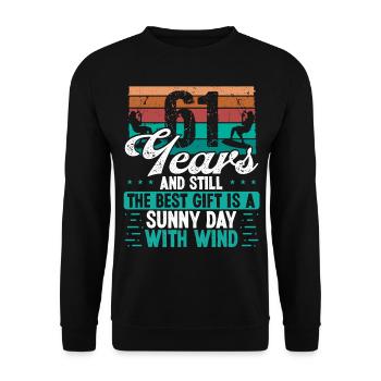 61 Year Old Kitesurfer Kiteboarding 61 Birthday - Unisex Pullover - Schwarz - Vorne - Alina (178cm) & Michal (187cm)