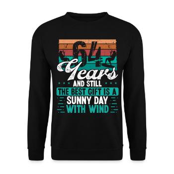 64 Year Old Kitesurfer Kiteboarding 64 Birthday - Unisex Pullover - Schwarz - Vorne - Alina (178cm) & Michal (187cm)