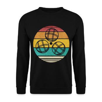 Vintage Boccia Kugel Retro Design 80s Boule Spiel - Unisex Pullover - Schwarz - Vorne - Alina (178cm) & Michal (187cm)