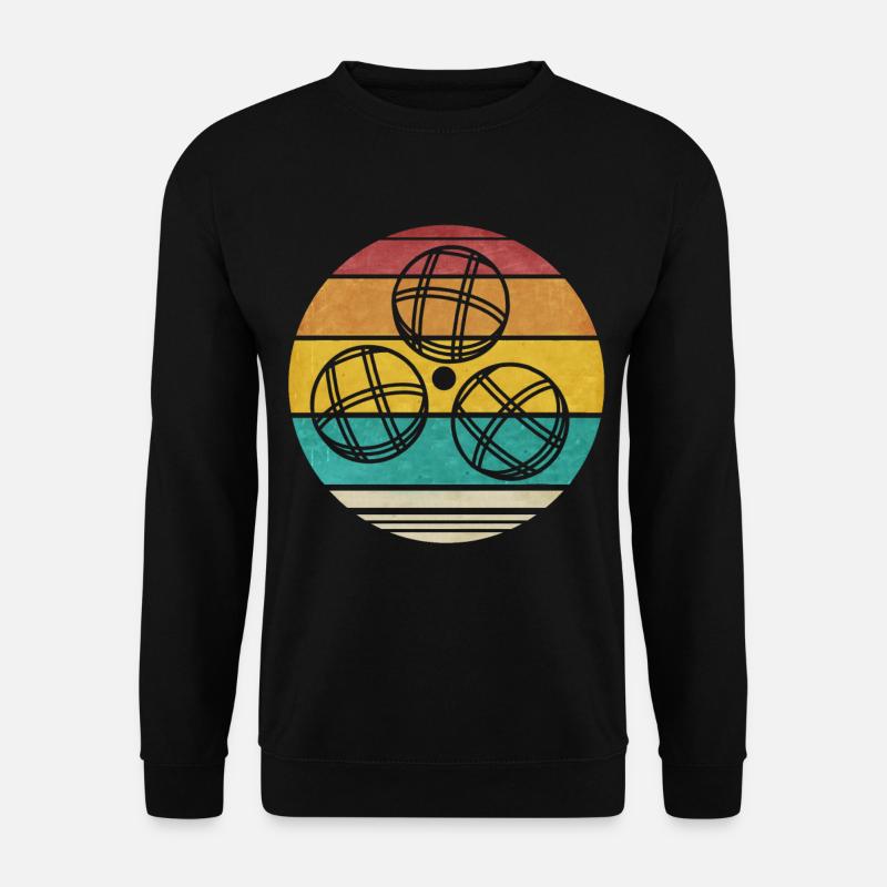 Vintage Boccia Kugel Retro Design 80s Boule Spiel - Unisex Pullover - Schwarz