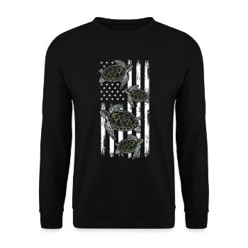 Tortues de mer Tortues Drapeau américain - Sweat-shirt Unisexe - noir - Devant - Alina (178cm) & Michal (187cm)