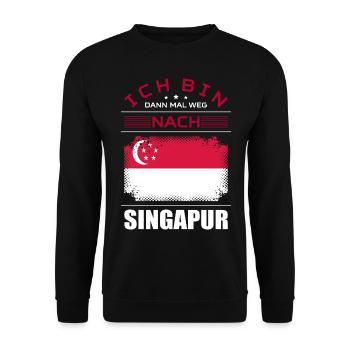 Ich Bin Dann Mal Weg Nach Singapur Fahne Urlaub - Unisex Pullover - Schwarz - Vorne - Alina (178cm) & Michal (187cm)