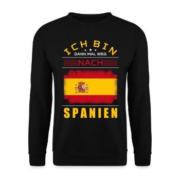 Ich Bin Dann Mal Weg Nach Spanien Fahne Urlaub - Unisex Pullover - Schwarz - Vorne - Alina (178cm) & Michal (187cm)