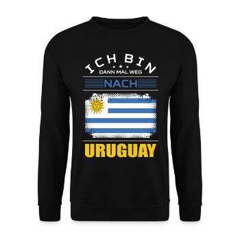 Ich Bin Dann Mal Weg Nach Uruguay Fahne Urlaub - Unisex Pullover - Schwarz - Vorne - Alina (178cm) & Michal (187cm)