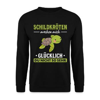 Schildkröten machen mich glücklich du nicht so - Unisex Pullover - Schwarz - Vorne - Alina (178cm) & Michal (187cm)