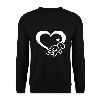 Turtle heart Turtle hearts, cute - Unisex Sweatshirt - black - Front - Alina (178cm) & Michal (187cm)