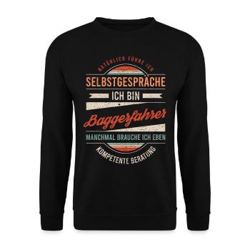 Baggerfahrer Arbeitskollege Kollege Geschenk Retro - Unisex Pullover - Schwarz - Vorne - Alina (178cm) & Michal (187cm)