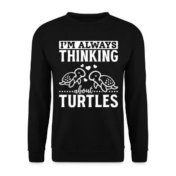 Tortues Mignonne Tortue de Mer Je Pense - Sweat-shirt Unisexe - noir - Devant - Alina (178cm) & Michal (187cm)