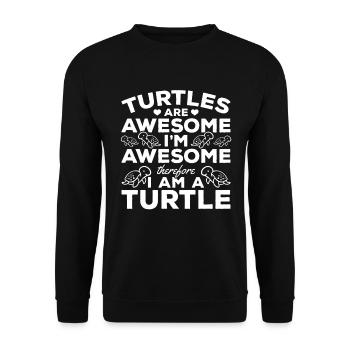 Schildkröten sind großartig Ich bin großartig - Unisex Pullover - Schwarz - Vorne - Alina (178cm) & Michal (187cm)