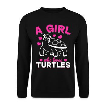 Turtle Girl Cute Turtle - A girl who - Unisex Sweatshirt - black - Front - Alina (178cm) & Michal (187cm)